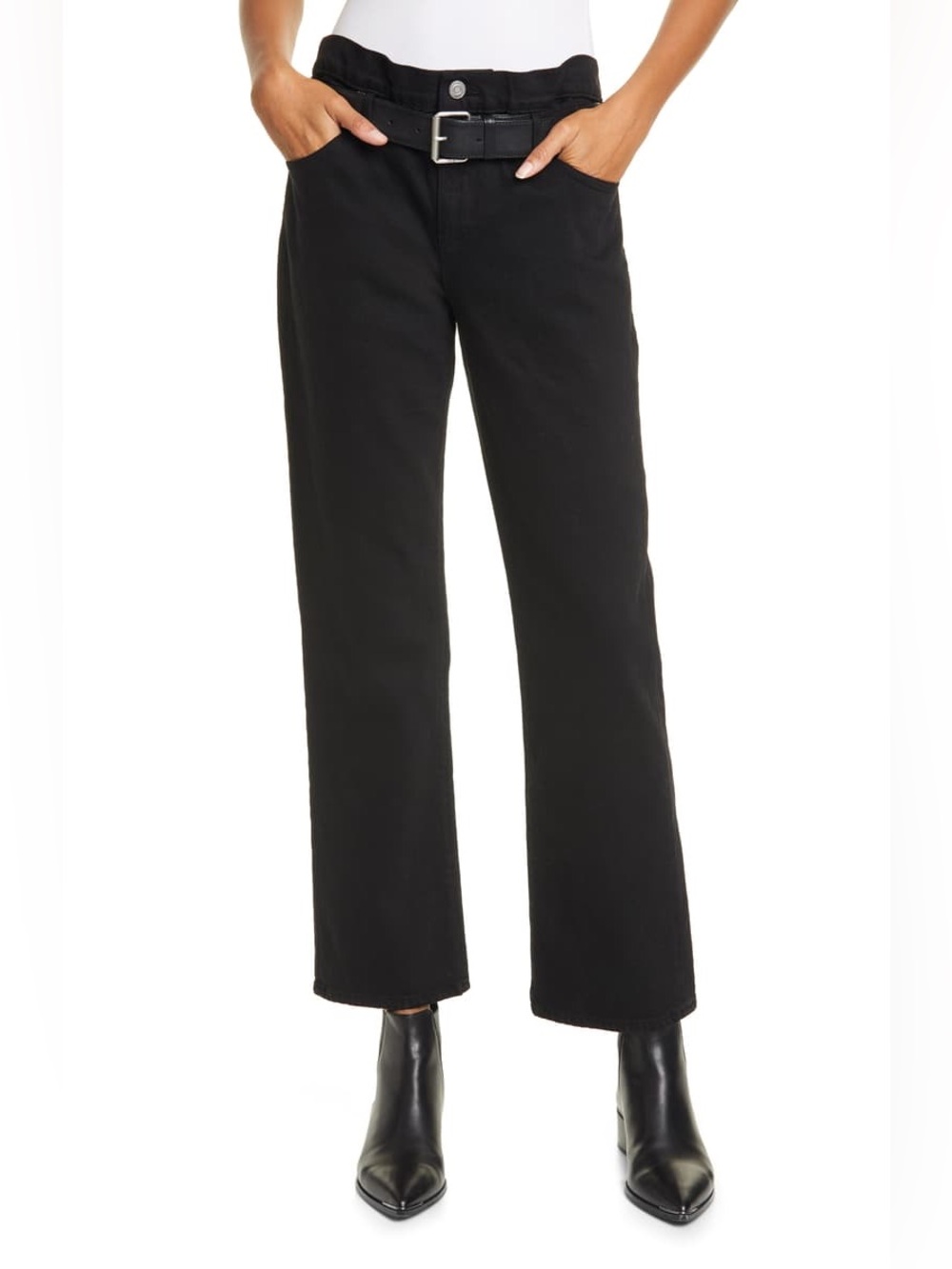 NWOT RTA Dexter Belted Waist Jeans black corduroy pants women’s size small